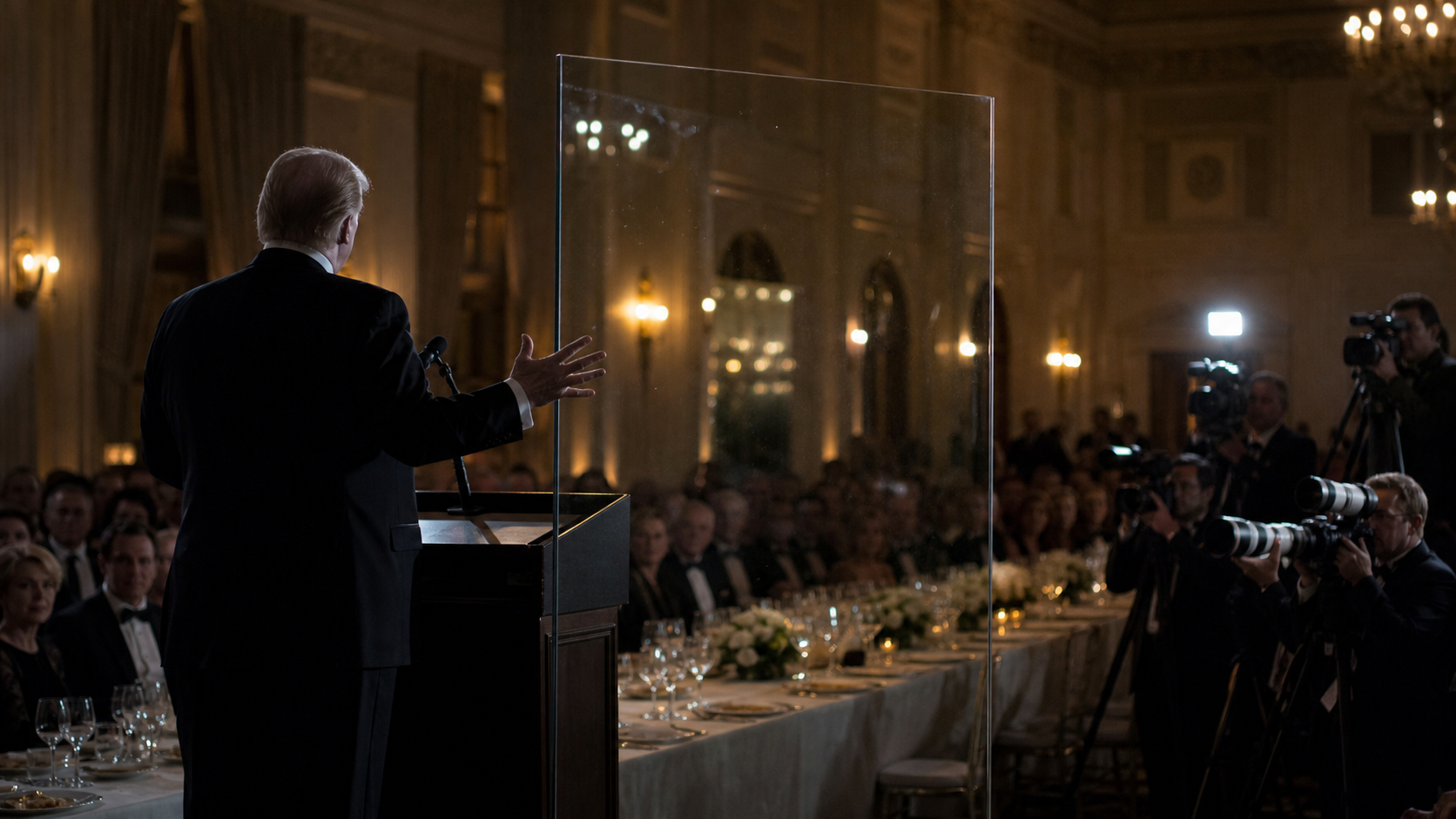 Trump Swipes at the Press at Rescheduled Correspondents’ Dinner